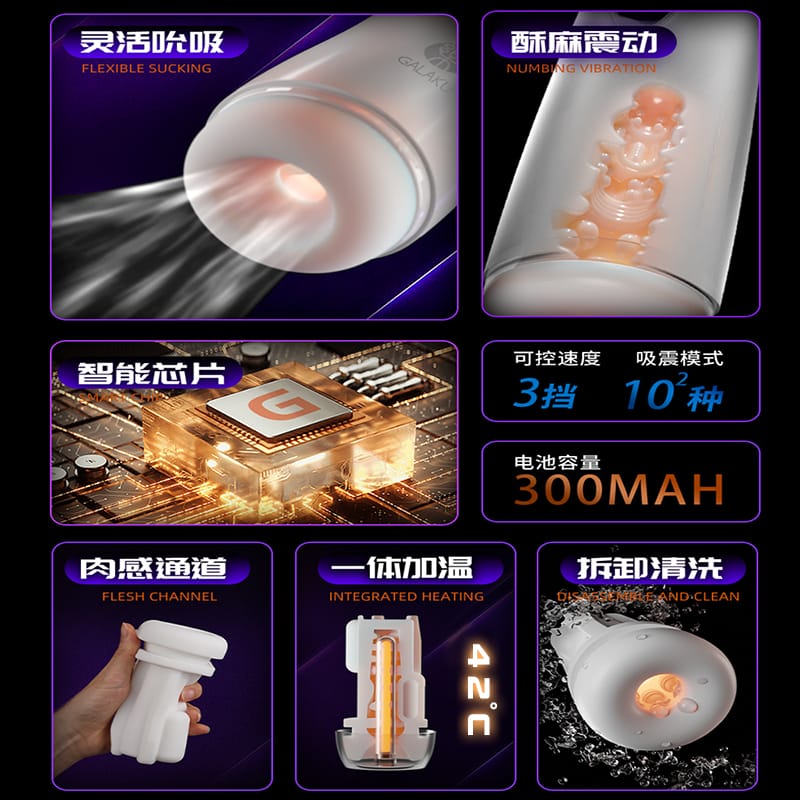 Galaku Undertow AI Suction Masturbator – White | 10 Vibration + 10 Suction | Heating Base | APP Control