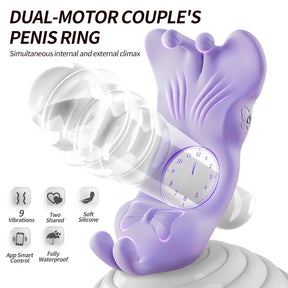 Butterfly Dual-Motor Couples Vibrating Ring – App-Controlled Waterproof Silicone Ring