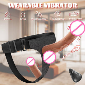 YEAIN Wearable Strap-On with Double Wings – Retractable Soft Flesh Dildo Electric Adult Sex Toy for Couples & Female Masturbation