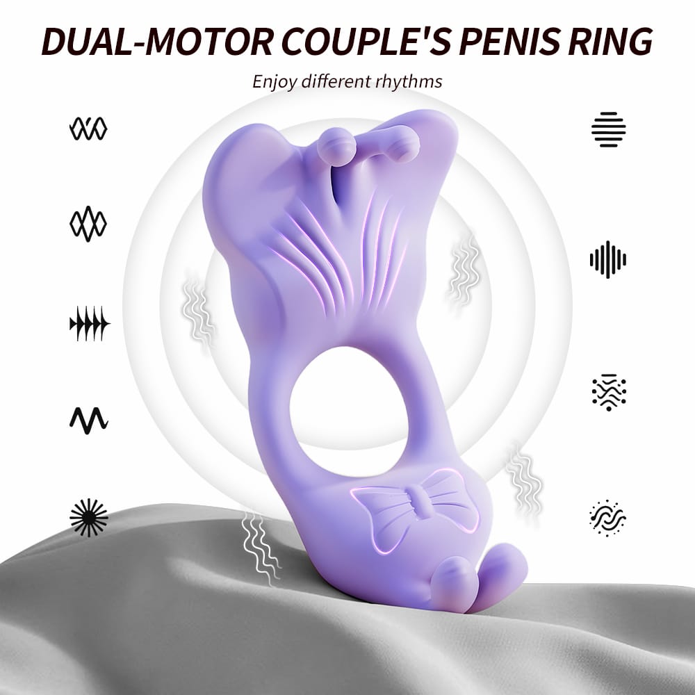 Butterfly Dual-Motor Couples Vibrating Ring – App-Controlled Waterproof Silicone Ring