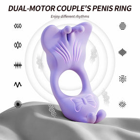 Butterfly Dual-Motor Couples Vibrating Ring – App-Controlled Waterproof Silicone Ring