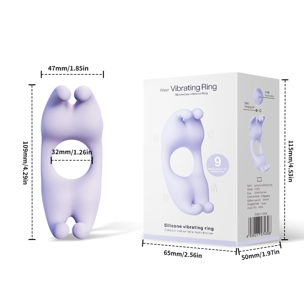 Rabbit Dual Motor Vibrating Ring for Couples – Waterproof Silicone Rabbit Ring (Black, Purple, Light Purple)