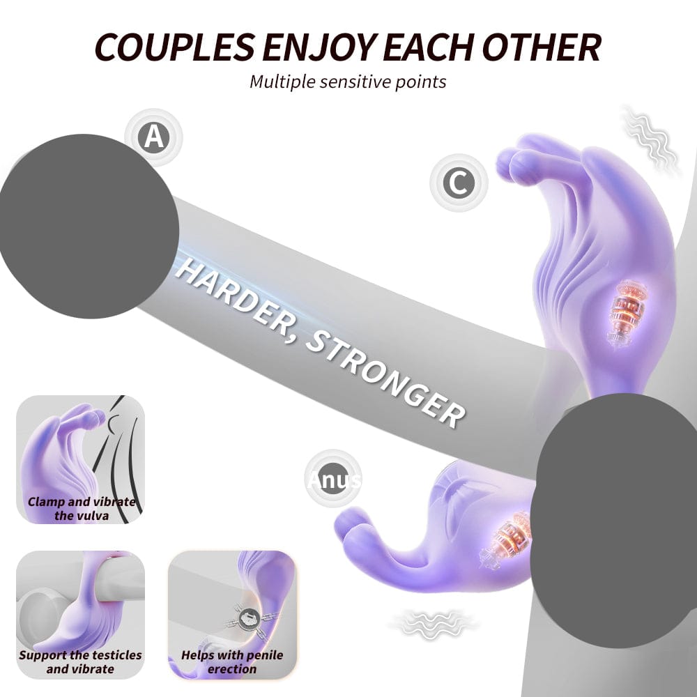 Butterfly Dual-Motor Couples Vibrating Ring – App-Controlled Waterproof Silicone Ring