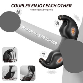 Rabbit Dual Motor Vibrating Ring for Couples – Waterproof Silicone Rabbit Ring (Black, Purple, Light Purple)