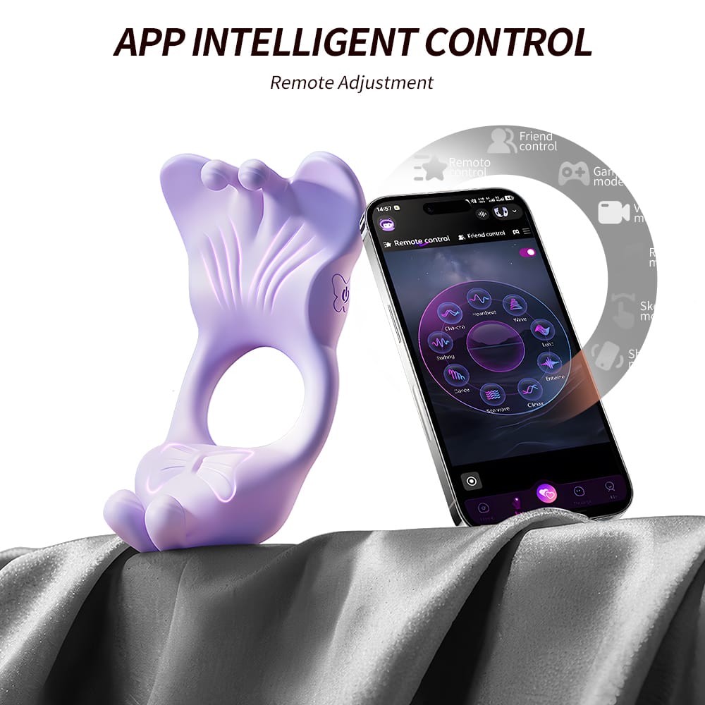 Butterfly Dual-Motor Couples Vibrating Ring – App-Controlled Waterproof Silicone Ring