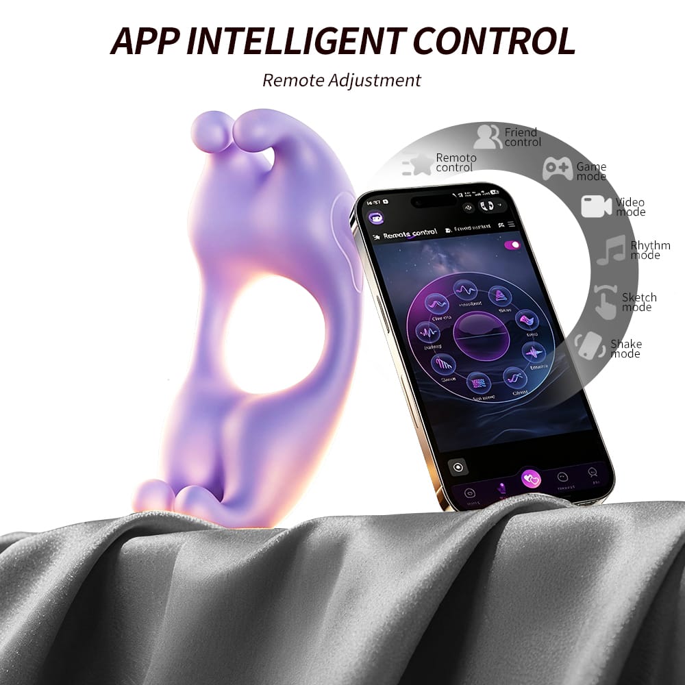 Rabbit Dual Motor Vibrating Ring for Couples – Waterproof Silicone Rabbit Ring (Black, Purple, Light Purple)