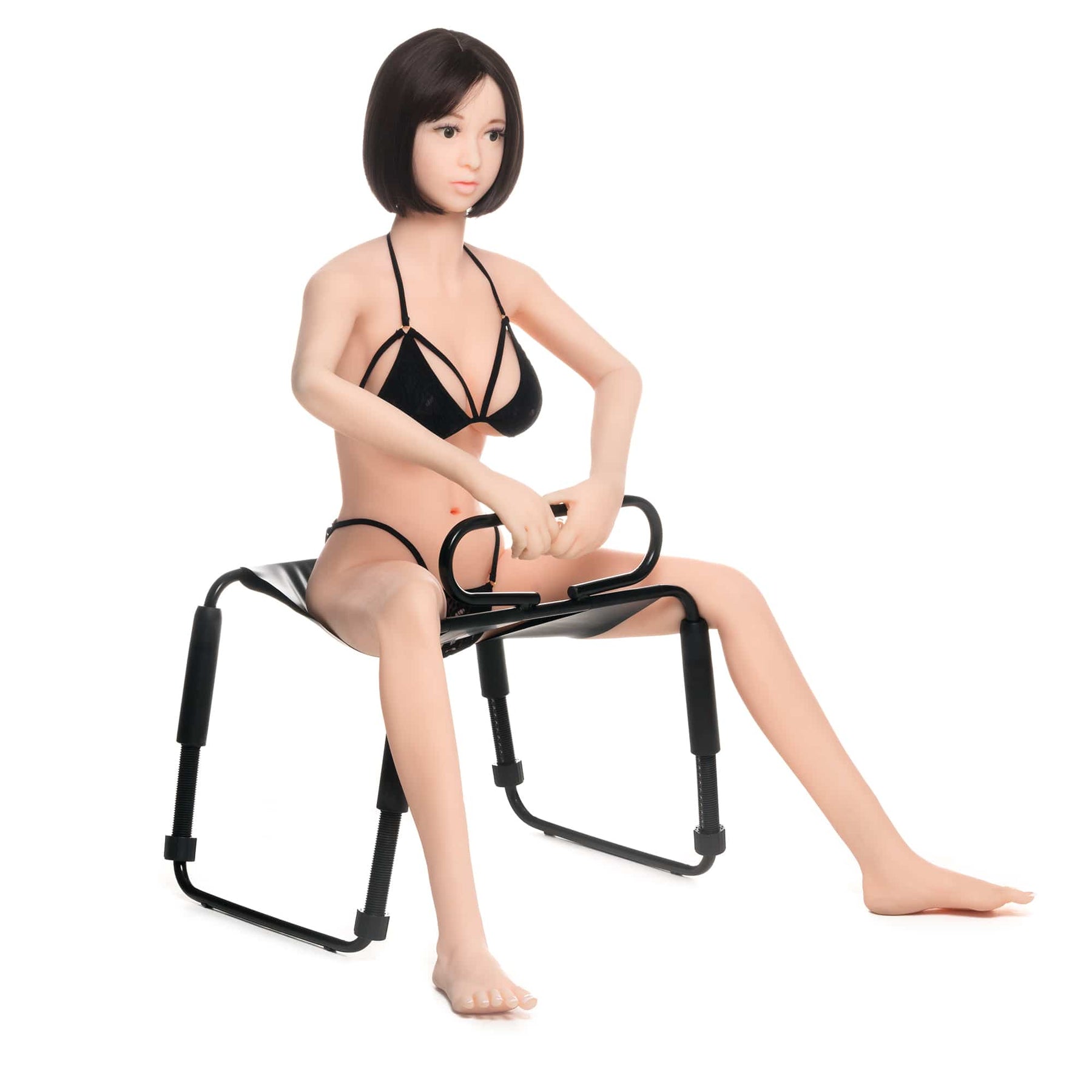 Roomfun Waterproof Ergonomic Intimate Support Chair with Armrests – Adjustable Height Heavy Duty Positioning Frame (Model YDA-013, Black)