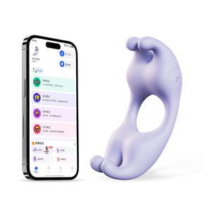 Rabbit Dual Motor Vibrating Ring for Couples – Waterproof Silicone Rabbit Ring (Black, Purple, Light Purple)