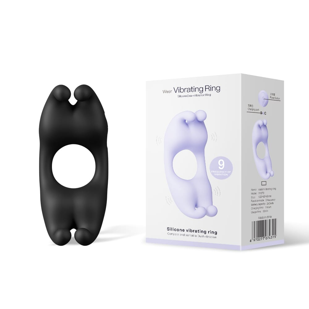 Rabbit Dual Motor Vibrating Ring for Couples – Waterproof Silicone Rabbit Ring (Black, Purple, Light Purple)