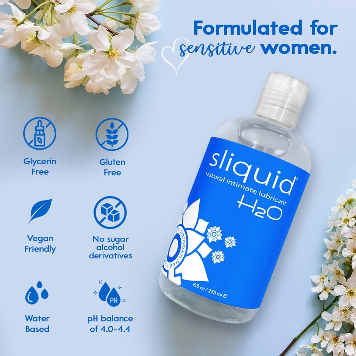 Sliquid - H20 Intimate Lube Glycerine & Paraben Free Vegan Personal lubricant