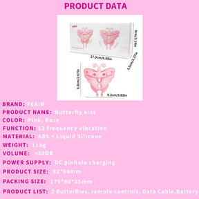 Yeain Butterfly Kiss Nipple Clamps with Vibration – Breast Massager, Adult Toy for Women 蝴蝶之吻振动乳头夹