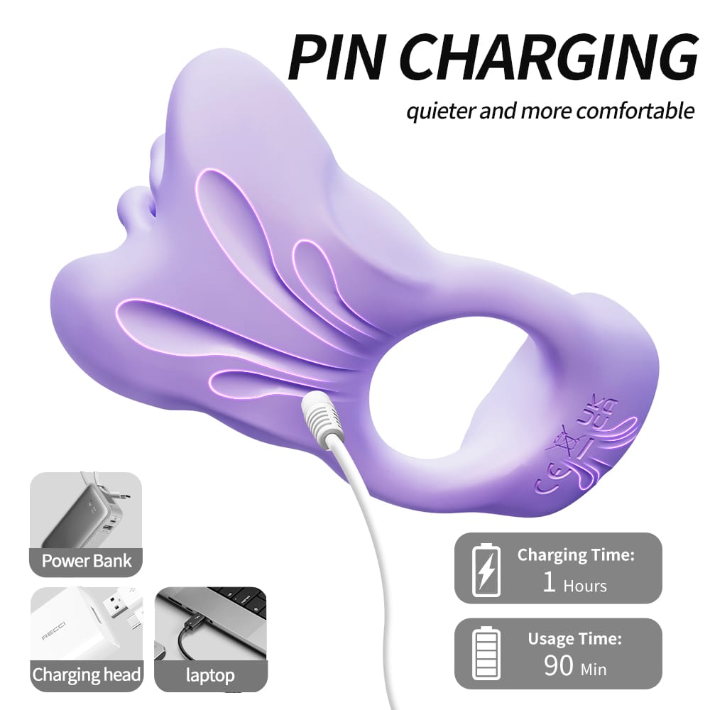 Butterfly Dual-Motor Couples Vibrating Ring – App-Controlled Waterproof Silicone Ring