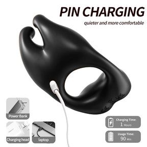 Rabbit Dual Motor Vibrating Ring for Couples – Waterproof Silicone Rabbit Ring (Black, Purple, Light Purple)