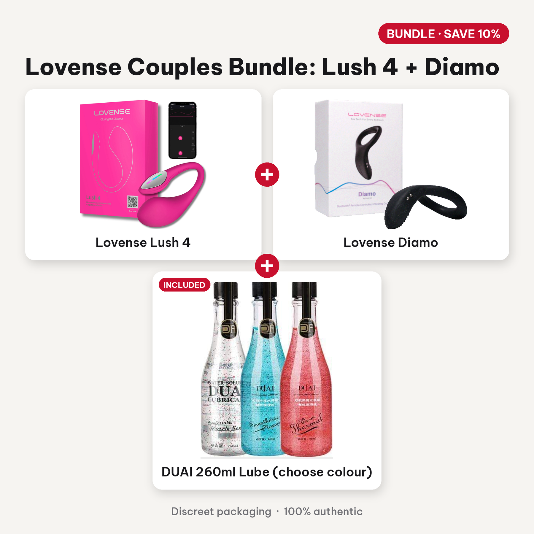 Lovense Couples Bundle: Lush 4 + Diamo - bundle contents