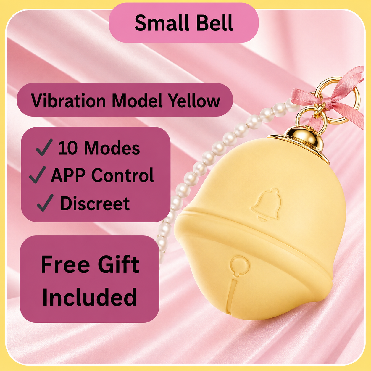 Galaku Little Bell Pearl Chain APP-Controlled Vibrating Egg for Women, Variable Frequency Adult Pleasure Toy