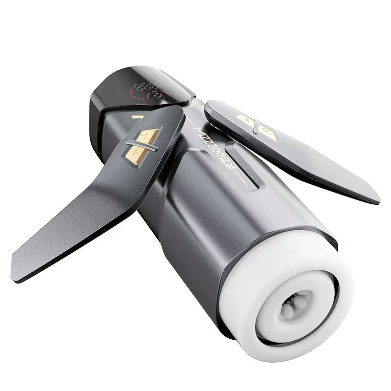 Mizzzee Night God male masturbator with intelligent app interaction, fully automatic dual-thrust electric handle 谜姬夜神飞机杯智能app互动全自动双伸缩手柄电动