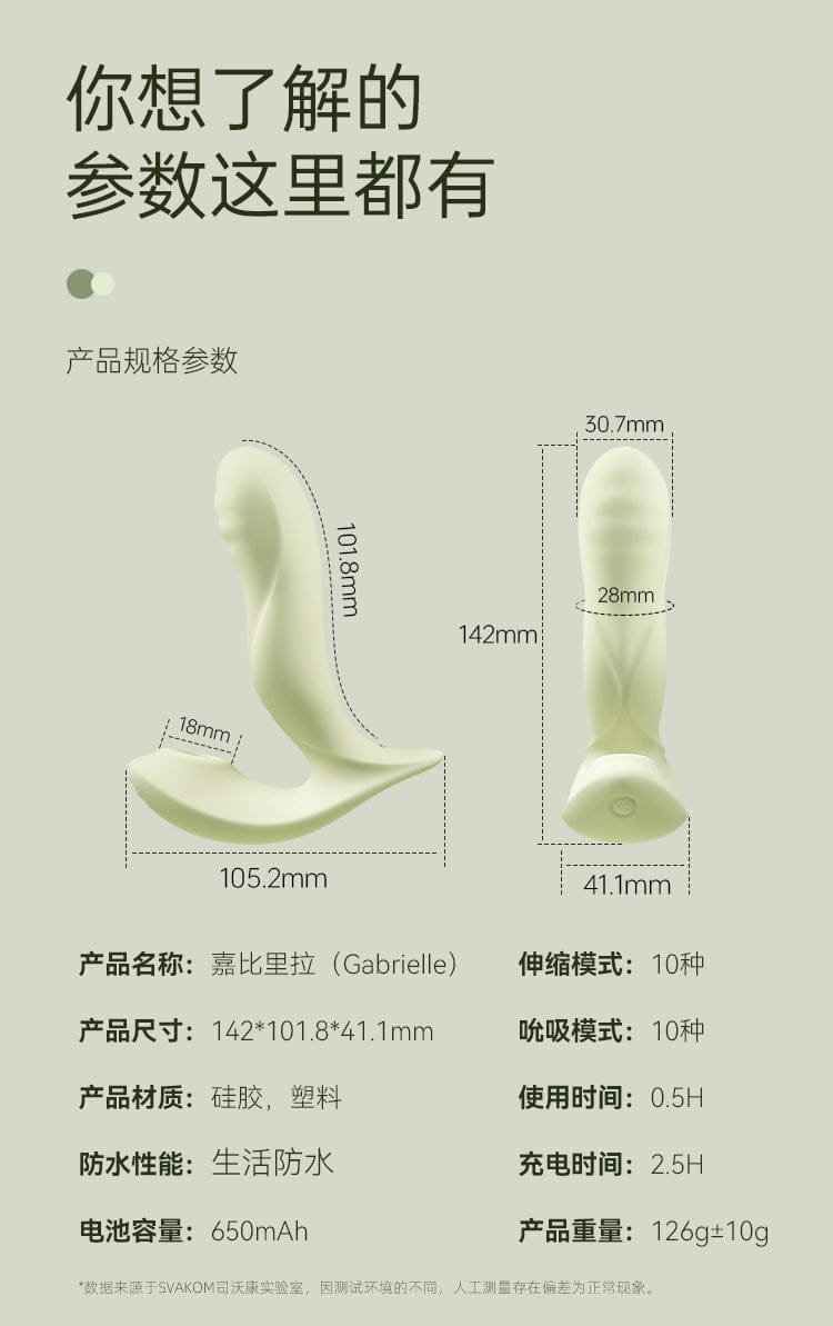 Svakom Gabrielle  Pro With App Wearable Thrusting & Suction Vibrator for Women – Clitoral & G-spot Massager, Instant Orgasm, Intense Pleasure  女用可穿戴伸缩吮吸跳蛋  阴蒂 & G点按摩器，快速高潮，强烈快感