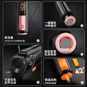 Leten Gun King Automatic Masturbator – Telescopic Pistons and Heating Suction Male Pleasure Device