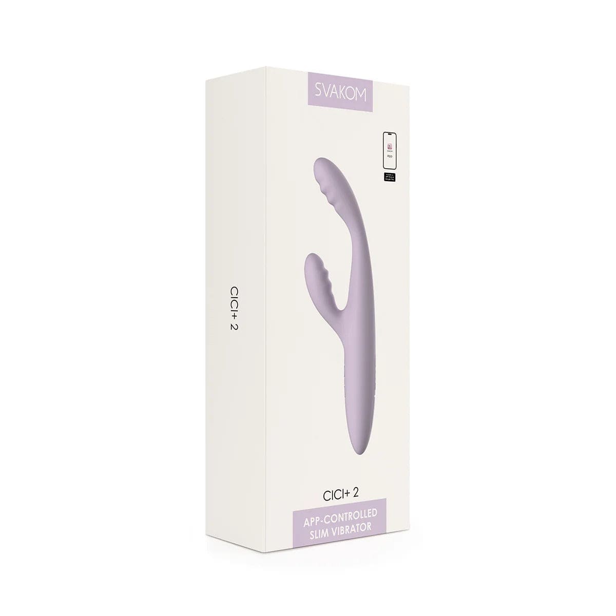 SVAKOM Cici+ 2 App-controlled Slim Rabbit Vibrator Pastel Lilac Cici+ 2 应用程序控制纤细兔形振动棒 – 柔和丁香紫