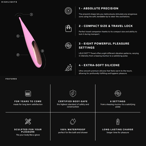Lelo - Dot Travel Rechargeable Clitoral Pinpoint Vibrator Purple and Pink