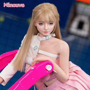 Figure with pink racket