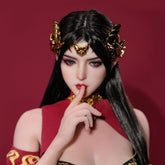 Close-up of hand-painted face with golden crown