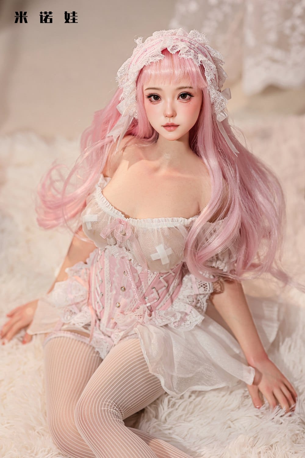 Portrait of figure in lace dress
