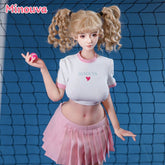 Figure with golden twin curls in tennis outfit