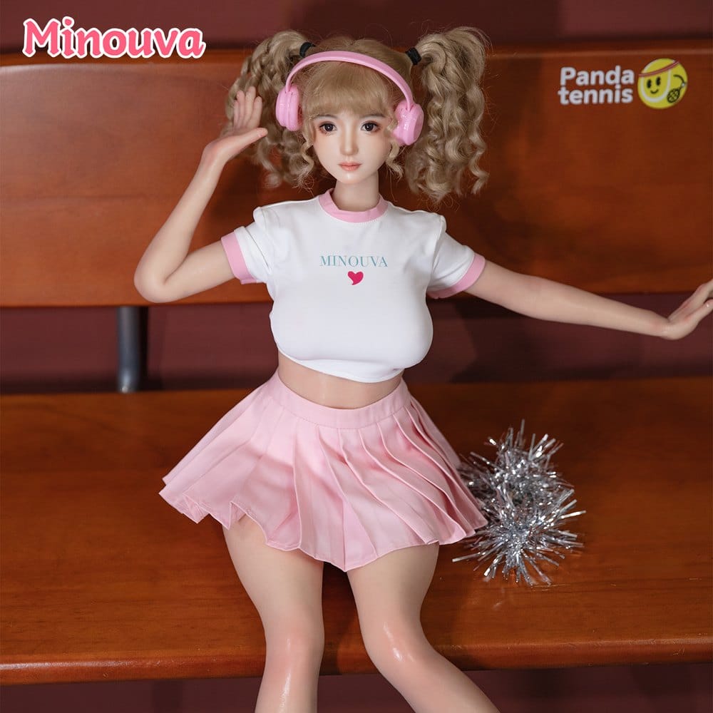 Figure in pink headphones and tennis skirt