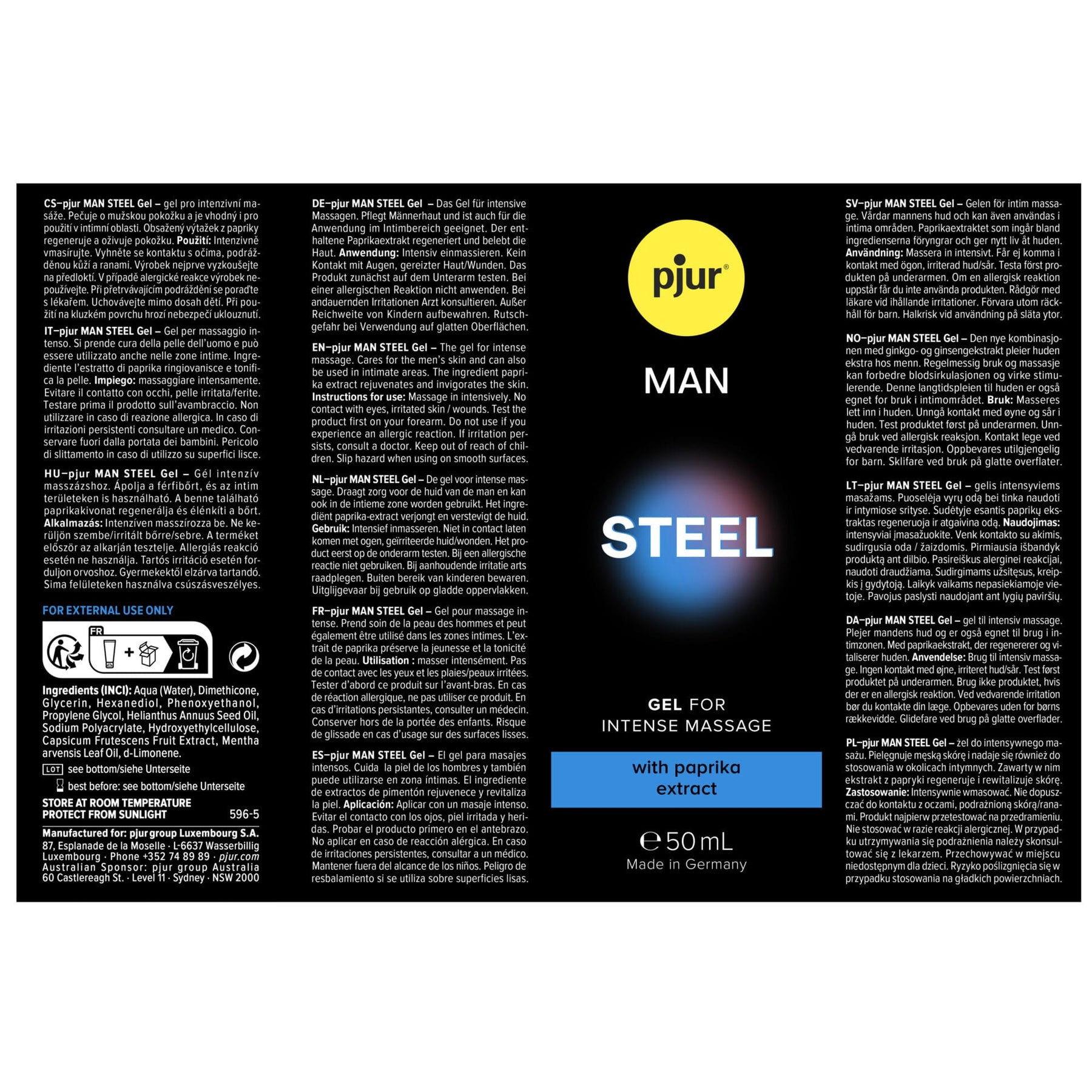 PJUR MAN STEEL Gel 50ml Male Enhancement