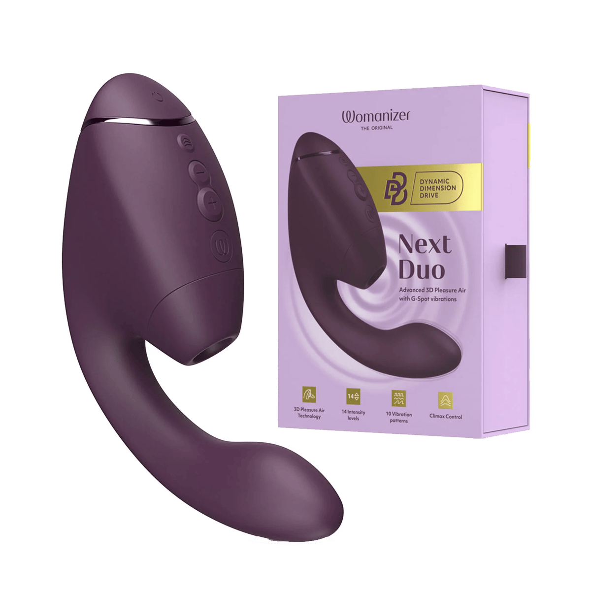 Womanizer - Next Duo Dual Stimulator with Pleasure Air  Dark Purple  and  Dusky Pink