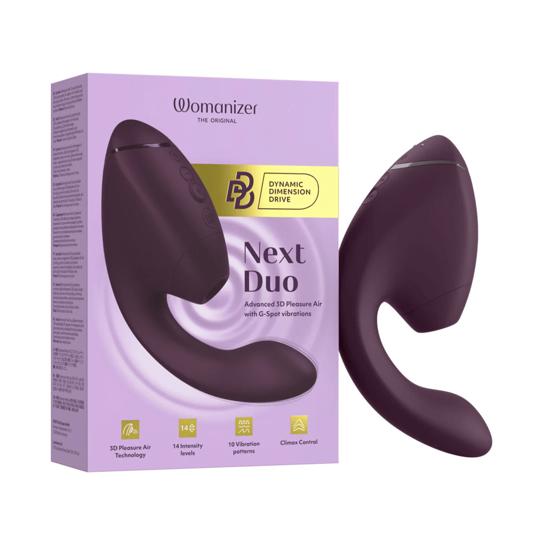 Womanizer - Next Duo Dual Stimulator with Pleasure Air  Dark Purple  and  Dusky Pink