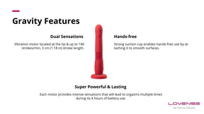Lovense Gravity App controlled, automatic thrusting & vibrating dildo