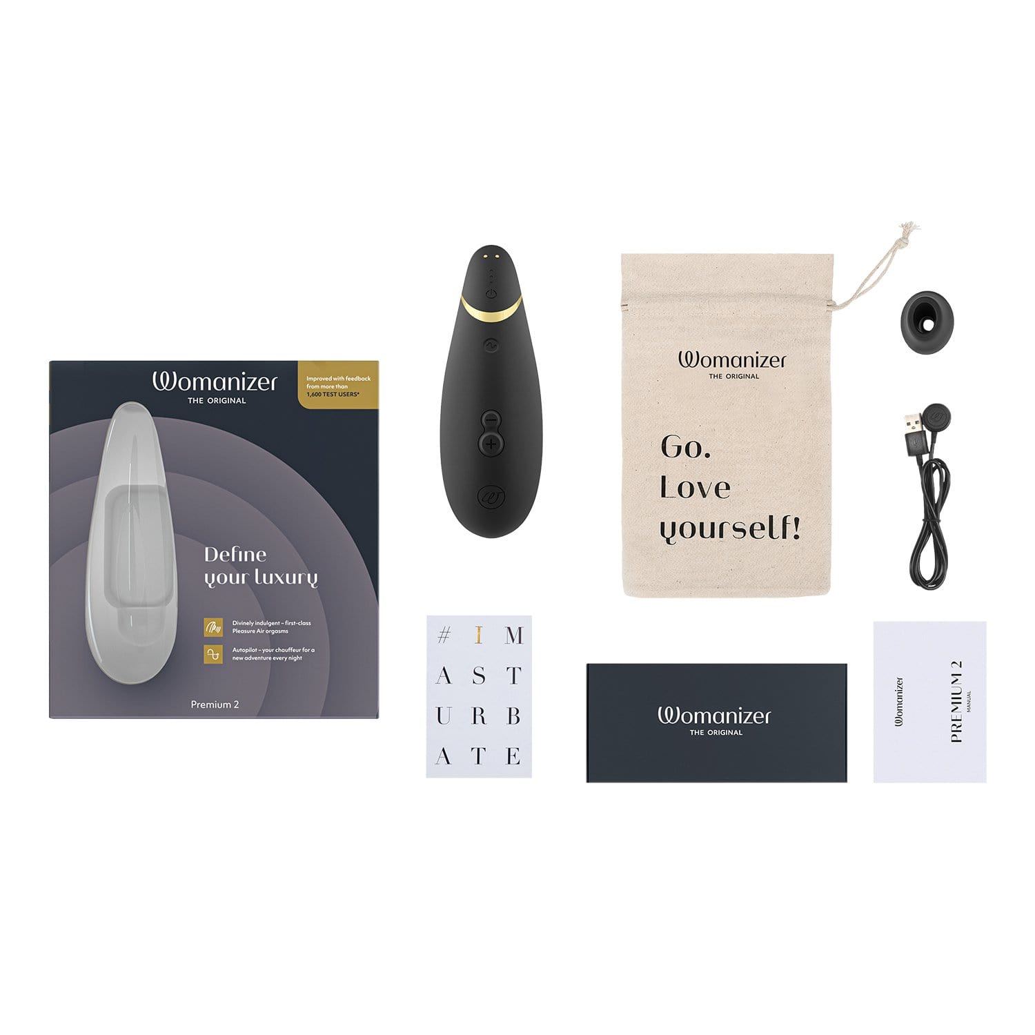 Womanizer - Premium 2 Silicone Rechargeable Clitoral Stimulator 5 Colors