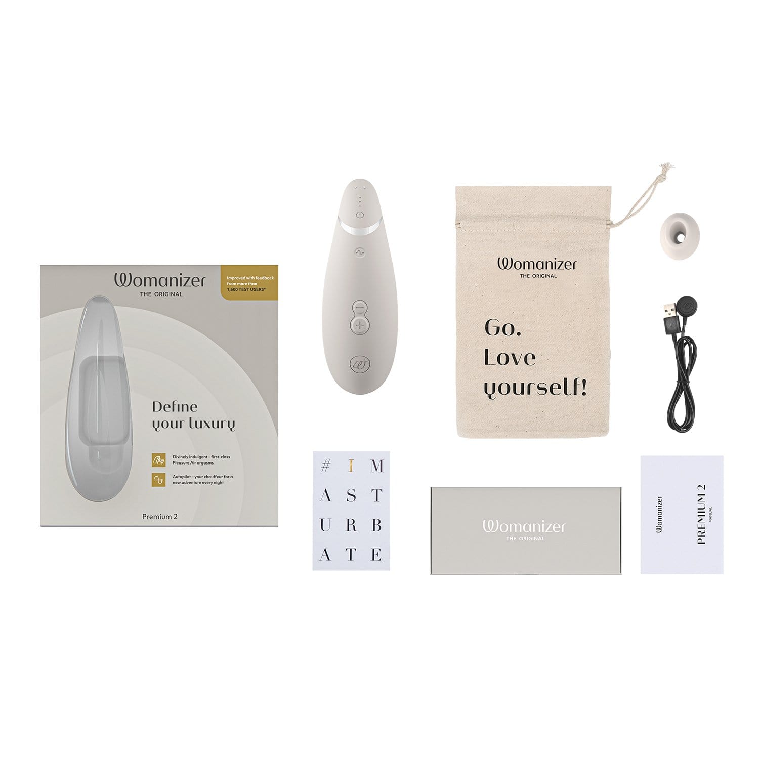Womanizer - Premium 2 Silicone Rechargeable Clitoral Stimulator 5 Colors